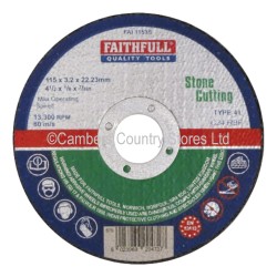 Faithfull Cutting Disc Stone 115mm x 3.2mm x 22mm